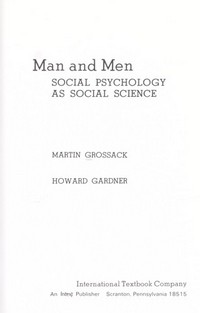 Man and men : social psychology as social science /