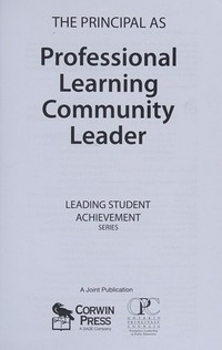 The principal as professional learning community leader.