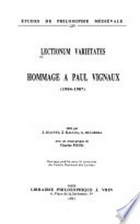 Lectionum varietates : hommage à Paul Vignaux (1904-1987) /