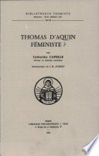Thomas d'Aquin féministe? /