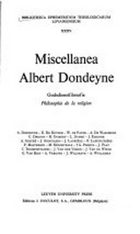 Miscellanea Albert Dondeyne : Godsdienstfilosofie = philosophie de la religion /