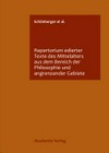 Repertorium edierter Texte des Mittelalters aus dem Bereich der Philosophie und angrenzender Gebiete /