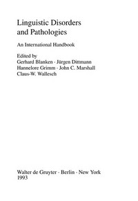 Linguistic disorders and pathologies : an international handbook /