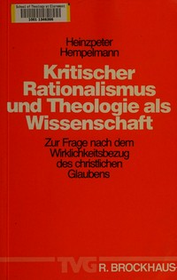 Kritischer Rationalismus und Theologie als Wissenschaft: zur Frage nach dem Wirklichkeitsbezug des christlichen Glaubens /