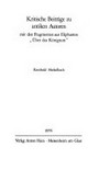 Kritische Beiträge zu antiken Autoren mit den Fragmenten aus Ekphantos "Über das Königtum" /