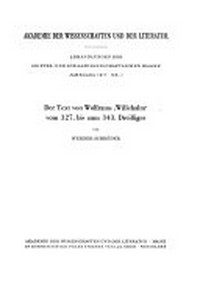 Der Tezt von Wolframs, "Willehalm" vom 327 bis zum 343 Dreissiger /