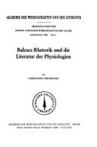 Balzacs Rhetorik und die Literatur der Physiologien /