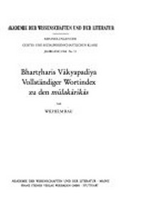 Bhartrharis Vakyapadiya : vollständiger Wortindex zu den mulakarikas /