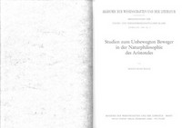 Studien zum Unbewegten Beweger in der Naturphilosophie des Aristoteles /