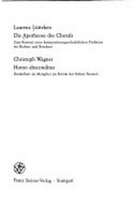 Die Apotheose de Chorals : zum Kontext eines kompositionsgeschichtlichen Problems bei Brahms und Bruckner /