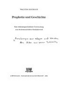 Prophetie und Geschichte : eine redaktionsgeschichtliche Untersuchung zum deuteronomistischen Geschichtswerk /