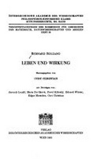 Bernard Bolzano : Leben und Wirkung /
