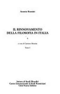 Il rinnovamento della filosofia in Italia /