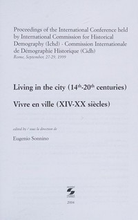 Living in the city (14th-20th centuries) = Vivre en ville (XIV-XX siècles) : atti del convegno : Roma, 27-29 settembre 1999 /