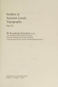 Studies in ancient Greek topography /