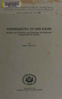 Verheissung in der Krise : Studien zur Literatur und Theologie der Exilszeit anhand des 89. Psalms /