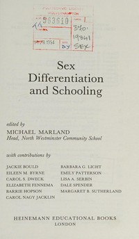 Sex differentiation and schooling /