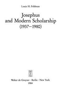 Josephus and modern scholarship, 1947-1980 /