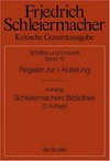 Friedrich Daniel Ernst Schleiermacher : Register zur I. Abteilung /