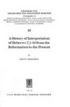A history of interpretation of Hebrews 7,1-10 from the Reformation to the present /