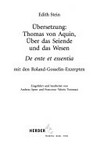 Übersetzung: Thomas von Aquin, Über das Seiende und das Wesen De ente et essentia : mit den Roland-Gosselin-Exzerpten /