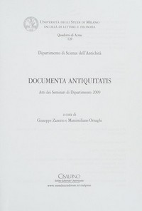 Documenta antiquitatis: atti dei Seminari di dipartimento 2009 /